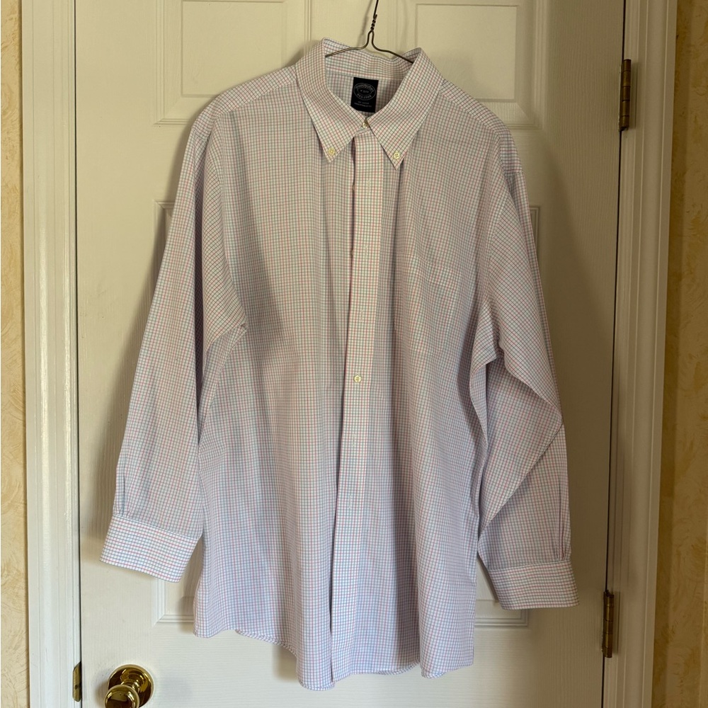 Brooks Brothers White Checked Button Down Shirt